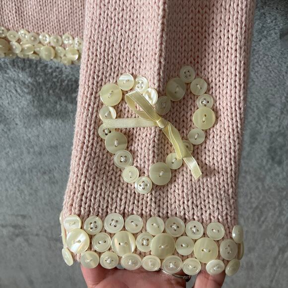 Vintage Pink Heart Button Knit Cardigan Cottagecore Coquette Soft Girl Large - Picture 4 of 7